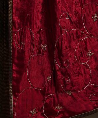 Red hand embroidered velvet doshala 5