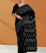 Licorice black & ash grey south cotton saree with running blouse
