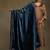 Teal blue hand embroidered velvet doshala