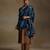 Teal blue hand embroidered velvet doshala