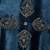Teal blue hand embroidered velvet doshala