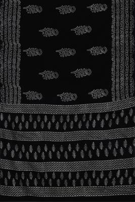 Licorice black & ash grey south cotton saree with running blouse 5