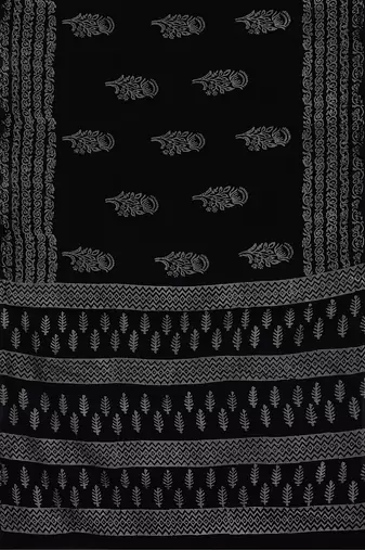 Licorice black & ash grey south cotton saree with running blouse