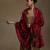 Red hand embroidered velvet doshala