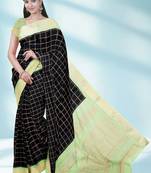 Jet black & mint green madurai sungudi saree with running blouse