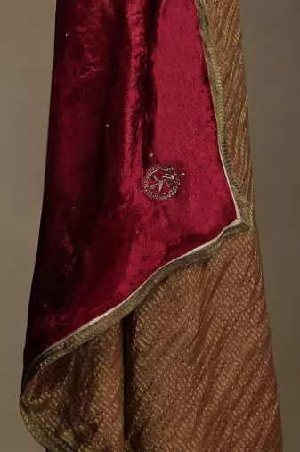 Red hand embroidered velvet doshala