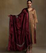 Maroon hand embroidered velvet doshala