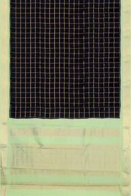 Jet black & mint green madurai sungudi saree with running blouse 5