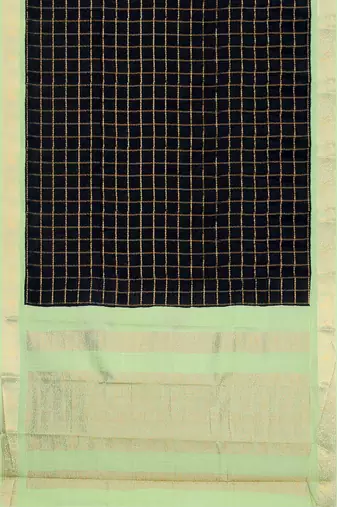 Jet black & mint green madurai sungudi saree with running blouse