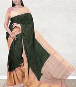 Palm green & blush pink madurai sungudi saree with running blouse