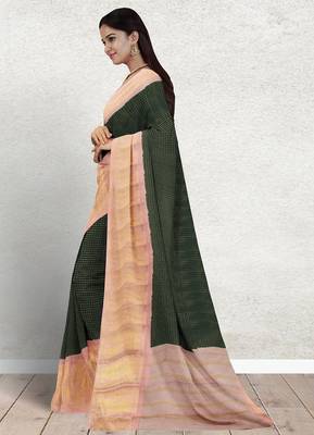 Palm green & blush pink madurai sungudi saree with running blouse 2