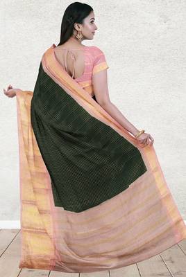 Palm green & blush pink madurai sungudi saree with running blouse 3