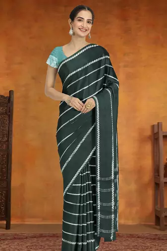 Onyx grey & silver madurai sungudi saree with running blouse