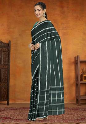 Onyx grey & silver madurai sungudi saree with running blouse 2