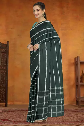 Onyx grey & silver madurai sungudi saree with running blouse