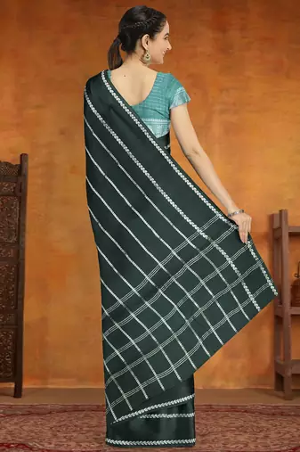 Onyx grey & silver madurai sungudi saree with running blouse