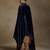 Navy blue hand embroidered velvet doshala