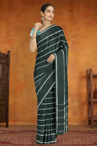 Onyx grey & silver madurai sungudi saree with running blouse