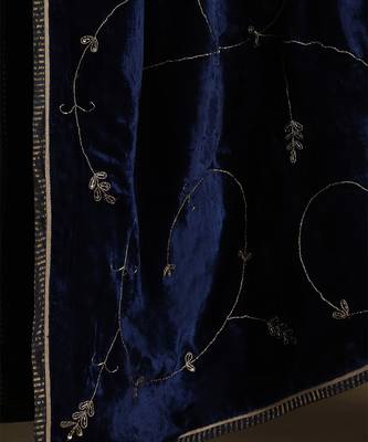 Royal blue hand embroidered velvet doshala 5