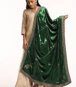 Emerald green hand embroidered velvet doshala