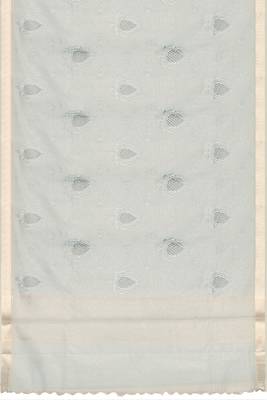 Ice grey/silver mist & ivory banarasi semi dupion saree with running blouse 5
