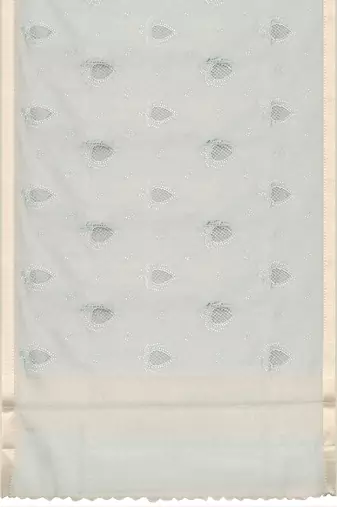 Ice grey/silver mist & ivory banarasi semi dupion saree with running blouse
