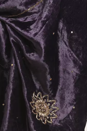 Grape purple hand embroidered velvet doshala
