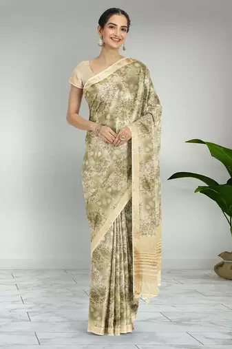 Multicolor banarasi semi dupion saree with running blouse