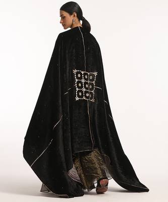 Black hand embroidered velvet doshala 2