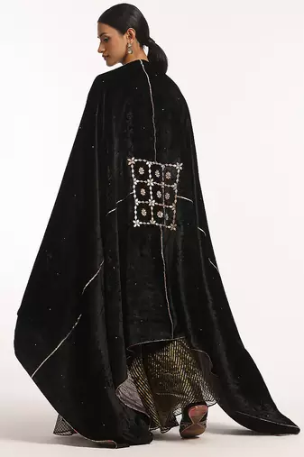 Black hand embroidered velvet doshala