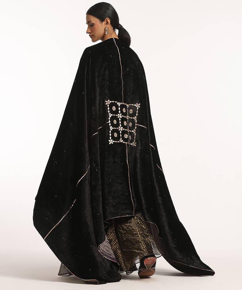 Black hand embroidered velvet doshala