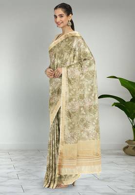 Multicolor banarasi semi dupion saree with running blouse 2