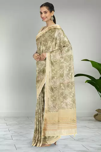 Multicolor banarasi semi dupion saree with running blouse