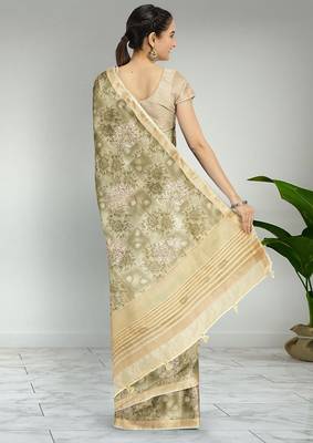 Multicolor banarasi semi dupion saree with running blouse 3
