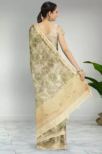 Multicolor banarasi semi dupion saree with running blouse
