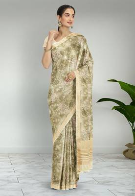 Multicolor banarasi semi dupion saree with running blouse 4