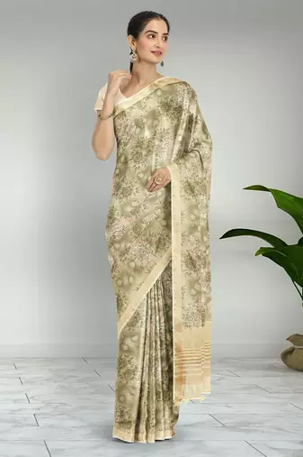 Multicolor banarasi semi dupion saree with running blouse