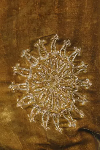 Olive green hand embroidered velvet doshala