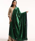 Emerald green hand embroidered velvet doshala