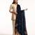 Navy blue hand embroidered pure velvet doshala