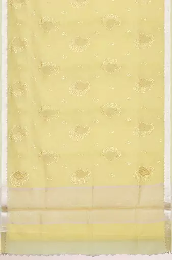 Crayola yellow & ivory banarasi semi dupion saree with running blouse