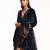 Navy blue hand embroidered pure velvet doshala