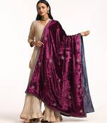 Wine hand embroidered velvet doshala