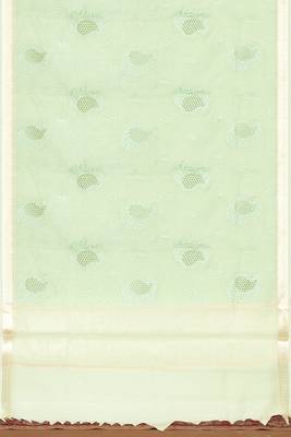 Celadon mist (green) & ivory banarasi semi dupion saree with running blouse 5