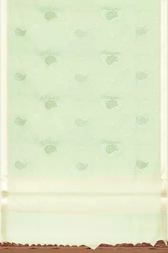 Celadon mist (green) & ivory banarasi semi dupion saree with running blouse