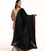 Black hand embroidered zardozi velvet doshala
