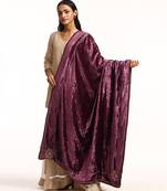 Magenta pink hand embroidered velvet doshala