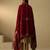 Crimson red hand embroidered velvet doshala