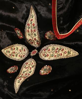 Black hand embroidered velvet doshala 5