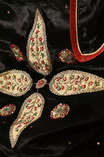 Black hand embroidered velvet doshala